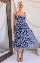 BLOSSOM MIDI DRESS NAVY BLUE