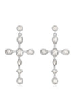 LUV AJ Bezel Stone Cross Studs