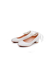 Round Toe Low Chunky Heels Beaded Wedding Shoes