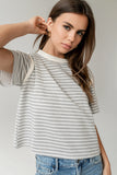 Ryker Striped T Shirt in Grey FINAL SALE