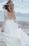 Casual Lace Bateau A Line Tulle Floor length Wedding Dress with Split Front and Pleats