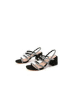 Black Rhinestones Strappy Chunky Heels