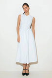 NORTH EAST MIDI White Cotton Pintuck Midi Shirt Dress