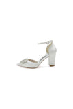 Rhinestone Pointed Toe Ankle Strap Buckle Chunky Heel