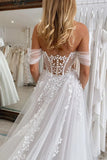 A Line Sweetheart Tulle Appliques Wedding Dresses