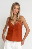 Lana Embroidered Tank Top in Rust
