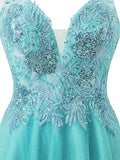 A line Short Spaghetti Strap Glitter Tulle Homecoming Dress