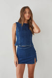 Maggie High Waist Denim Skort