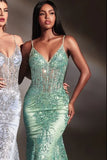Lyra Gown Sage FITTED FLORAL GLITTER PRINT CORSET GOWN