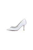 Burgundy High Heels with Crystal Embellishments