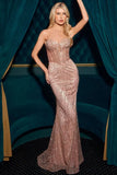 Maddox Gown Rose Gold STRAPLESS GLITTER EMBELLISHED GOWN