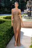 Raisa Gown Off Shoulder Fitted Shimmer Chiffon Dress