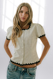 Serra Lace Trim Blouse in Ivory
