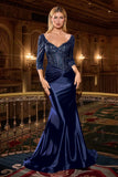Stella Evening Gown Embroidered Long Sleeve Formal Dress
