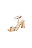 Metallic Strappy Block Heel Sandals