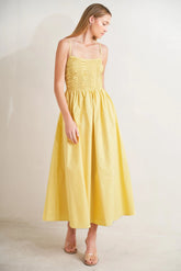 LEMON KISS BUTTER YELLOW MIDI DRESS