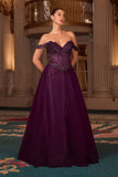NOELLE GOWN A LINE GLITTER TULLE DRESS
