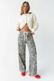Mellanie Two Toned Baggy Jeans in Leopard