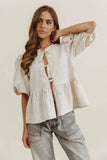 Corey Peplum Top in Tan