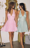 Shana Mini Dress Glitter Halter Bow Back A Line Party Dress
