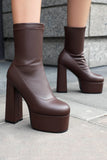 Trendy Black Platform Ankle Boots with Chunky High Block Heel