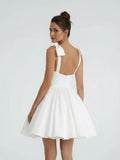 Sweet A Line Sweetheart Sleeveless Short Satin Wedding Dresses