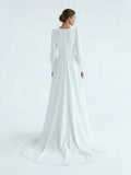 Modest A Line Long Sleeves Wedding Dress Vintage Gown