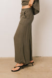 Jaylen Wide Leg Pants in Olive FINAL SALE