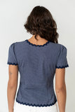 Serra Lace Trim Blouse in Navy