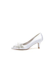 Floral Beading Pointed Toe Satin Kitten Heels