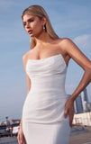HAVEN GOWN OFF WHITE STRAPLESS CHIFFON DRESS