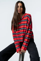 Mariah Striped Cardigan in Red FINAL SALE