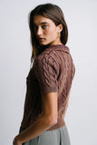 Halle Cable Knit Top in Plum