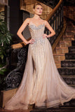 CADENCE GOWN STRAPLESS CRYSTAL EMBELLISHED GOWN WITH OVERSKIRT