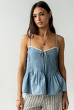 Mckell Peplum Tank Top in Blue