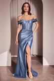 Lucienne Gown Off the Shoulder Satin Bustier Gown