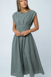 Matilda Pleated Maxi Dress in Olive