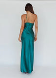 Jessica Satin Maxi Dress Forest Green