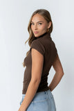Kara Mock Neck Top in Brown