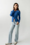 Mia Button Up Top in Blue