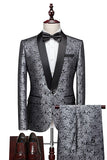 Mens Jacquard 2 Piece Shawl Lapel One Button Wedding Suits