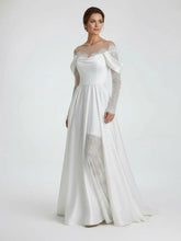 Mermaid Off the Shoulder Satin Lace Wedding Dress