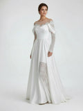 Mermaid Off the Shoulder Satin Lace Wedding Dress