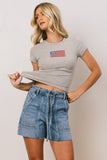 American Flag Tee in Grey FINAL SALE