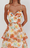 Makenna Maxi Dress Orange Floral Organza Tiered Dress