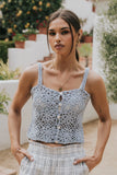 Marko Crochet Tank Top in Blue