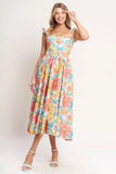 SOFT SUNSHINE FLORAL MIDI DRESS