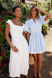 Odette Ric Rac Mini Dress in Blue FINAL SALE
