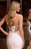 MERCEDES GOWN OFF WHITE STRAPLESS DRAPED FITTED GOWN