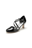 Patent Leather Wedding Chunky Heels with Straps